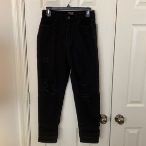 True Craft black distressed mom jeans